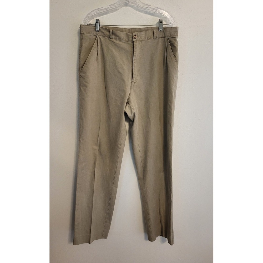 Patagonia Cotton Front Pleat Slacks Trousers Khaki Made Hong Kong Mens 36 x 33